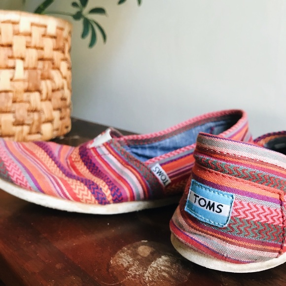 Pink Boho Stripe TOMS Slip On - Picture 3 of 3